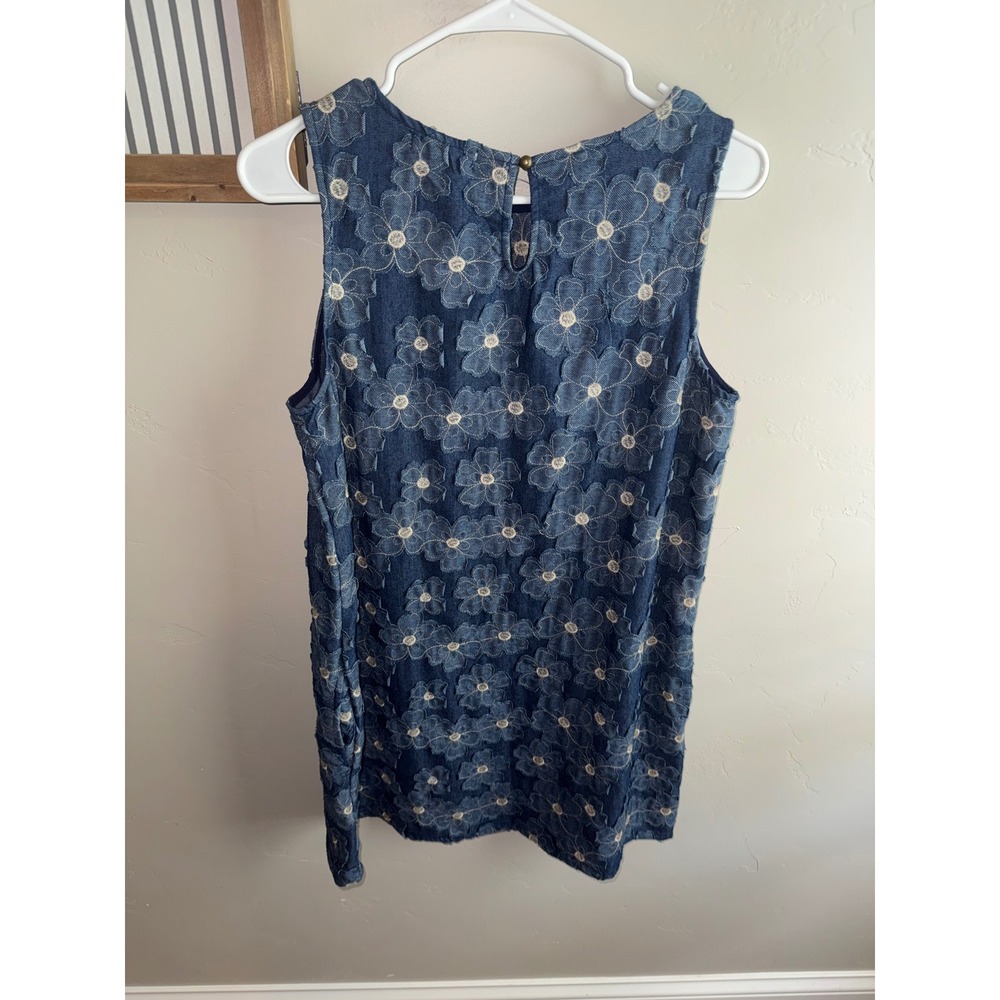 Taylor & Sage Blue Floral Embroidered Denim Shift Dress Womens Medium - Picture 4 of 8